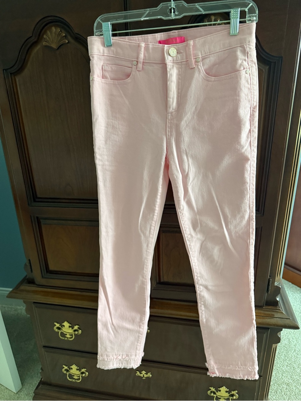 Lilly Pulitzer Calla Lilly Pink Ankle Jeans Style South Ocean High Rise Size 4